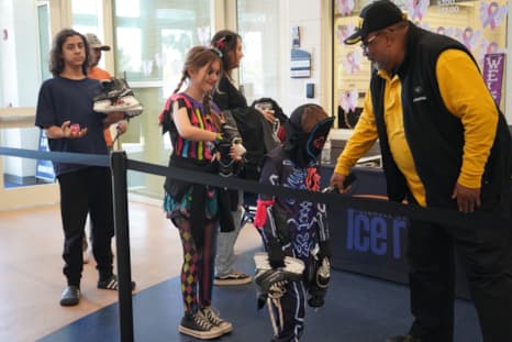 Children in line for skating