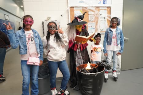 Kids and a cauldron
